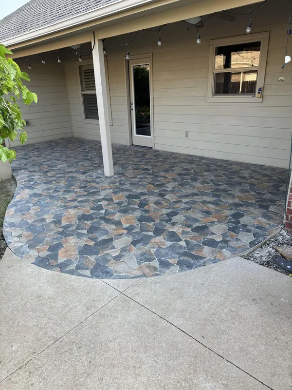 Stamped concrete patio by Hanlon Construction