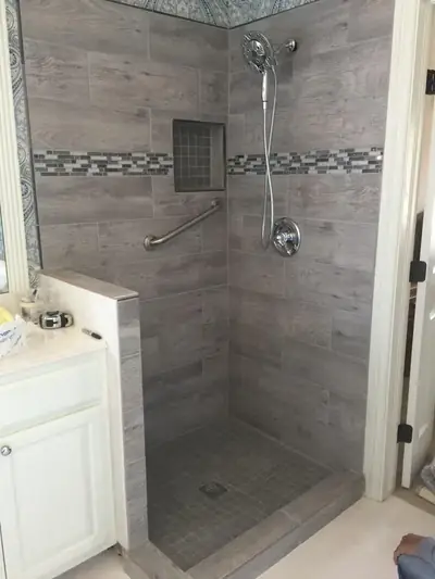 Bathroom and tile remodel project by Hanlon Construction