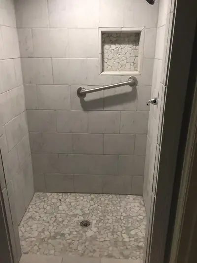 Bathroom and tile remodel project by Hanlon Construction