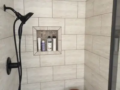 Bathroom and tile remodel project by Hanlon Construction